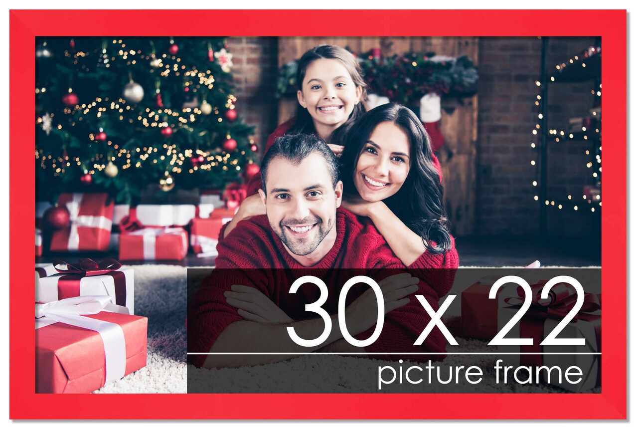 30x22 Classic Modern Red Picture Frame - UV Acrylic, Foam Board Backing, Hanging Hardware